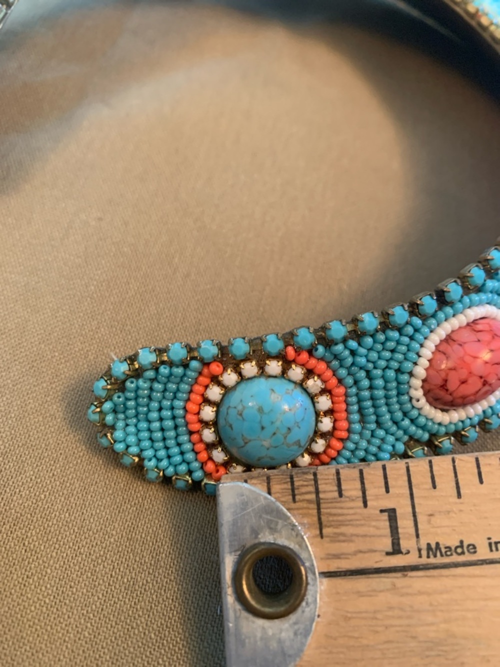 Turquoise and Coral Beaded Statement Collar Necklace - Picture 9 of 12